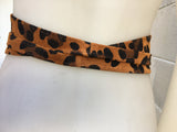 CHEETAH print wide suede OBI belt. Wrap belt in natural soft suede. Animal print wraparound belt. Genuine leather panther print dress belt