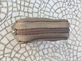 Zipper coin purse in camel brown. Genuine leather. Small wallet for cards, coins and notes. Small zipper purse.