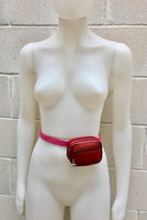 RED wallet in genuine leather. Small RED purse , fits credit cards, coins, bills. Keyring inside. Belt purse, waist bag with sea star