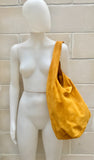 Slouch bag with ZIPPER. Tote leather bag in MUSTARD yellow. Soft natural suede, genuine leather bag.MUSTARD yellow suede bag.Hobo,laptop bag