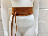 Obi belt in suede.Wrap belt in saddle brown. Genuine leather wraparound belt in brown, camel brown belt,TAN leather belt, tobacco brown belt