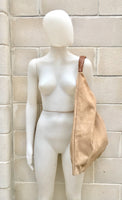 Slouch leather bag in BEIGE . Large shoulder leather bag. Boho bag. Laptop bags in suede. Large suede leather bag. BEIGE suede bag.