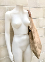 Slouch leather bag in BEIGE . Large shoulder leather bag. Boho bag. Laptop bags in suede. Large suede leather bag. BEIGE suede bag.