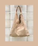 Slouch leather bag in BEIGE . Large shoulder leather bag. Boho bag. Laptop bags in suede. Large suede leather bag. BEIGE suede bag.