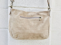 suede leather bag in BEIGE with tassel . Cross body bag in natural SUEDE. Messenger bags, bike bags, adjustable strap.