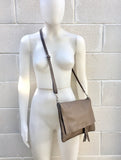 Cross body bag. BOHO grain leather bag in TAUPE BROWN. Soft genuine grain leather. Crossover, messenger bag in light brown. Brown messenger