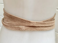 Beige suede OBI belt. Natural soft suede wrap belt. Wraparound beige sash. Genuine leather beige boho belt. Beige waist cinch belt.