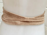 Beige suede OBI belt. Natural soft suede wrap belt. Wraparound beige sash. Genuine leather beige boho belt. Beige waist cinch belt.