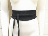 Obi belt in suede.Wrap belt in BLACK. Genuine leather wraparound belt in BLACK. Boho belt in black genuine leather. BLACK wide Waist belt