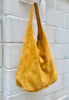 Slouch bag with ZIPPER. Tote leather bag in MUSTARD yellow. Soft natural suede, genuine leather bag.MUSTARD yellow suede bag.Hobo,laptop bag