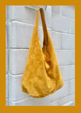 Slouch bag with ZIPPER. Tote leather bag in MUSTARD yellow. Soft natural suede, genuine leather bag.MUSTARD yellow suede bag.Hobo,laptop bag