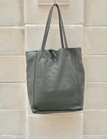 Tote leather bag in GRAY. Leather shopper in gray. Soft natural GENUINE leather . Large bag for your laptop, books. Gray leather shopper.