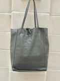 Tote leather bag in GRAY. Leather shopper in gray. Soft natural GENUINE leather . Large bag for your laptop, books. Gray leather shopper.