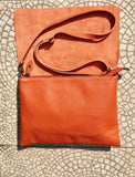 Cross body bag. Boho leather bag in BURNT ORANGE. Soft genuine leather. Crossover,messenger bag in ORANGE with adjustable strap