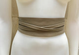 Obi belt in soft leather.Wrap belt in DARK BEIGE. Waist belt in taupe color.Light brown wraparound belt.Genuine leather boho belt.Reversible