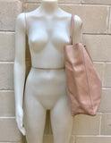 Tote leather bag in soft PINK. Leather shopper in pink. Soft natural GENUINE leather . Large pastel pink bag for your laptop, books