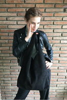 Slouch bag.Large tote leather bag in BLACK with ZIPPER. Soft natural suede genuine leather. Boho bag in BLACK suede.