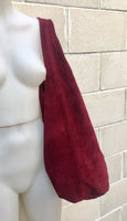 Slouch bag. Large TOTE leather bag in BURGUNDY. Red suede bag with ZIPPER. Wine red large shoulder bag. Laptop leather bag. Leather shopper