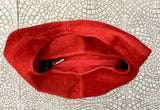 Slouch bag. Large TOTE leather bag in RED with ZIPPER. Soft natural suede leather bag. Leather shopper. Laptop or book bag. Red large bag