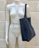 Tote leather bag in NAVY blue. Leather shopper in natural GENUINE leather. Large carry all bag for your laptop, books.BLUE leather shopper.