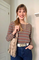 Cross body bag. BOHO suede leather bag in LIGHT beige with FRINGES. Messenger bag in soft genuine suede leather. Crossbody hippy bag