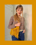 Cross body bag. BOHO suede leather bag in MUSTARD with FRINGES. Messenger bag in soft genuine suede leather. Yellow crossbody hippy bag