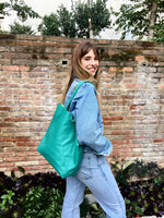 Tote bag in turquoise GREEN. Genuine leather shopper bag. Laptop bag, office bag to carry your tablet or books. Grain leather tote bag.Hobo