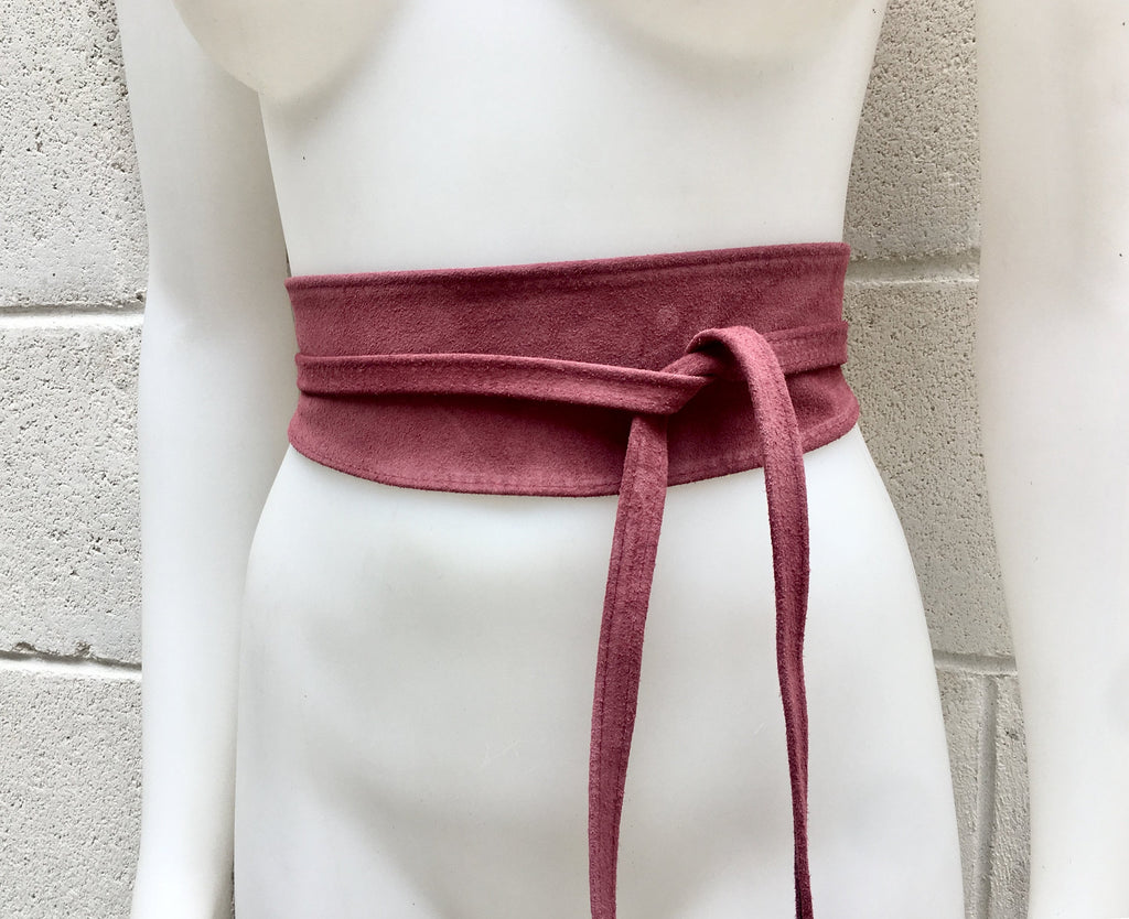 Raspberry pink wide suede belt. Wrap belt in soft suede, genuine leather, waist belt,orchid obi, boho belt, bohemian sash, boho, pink belt