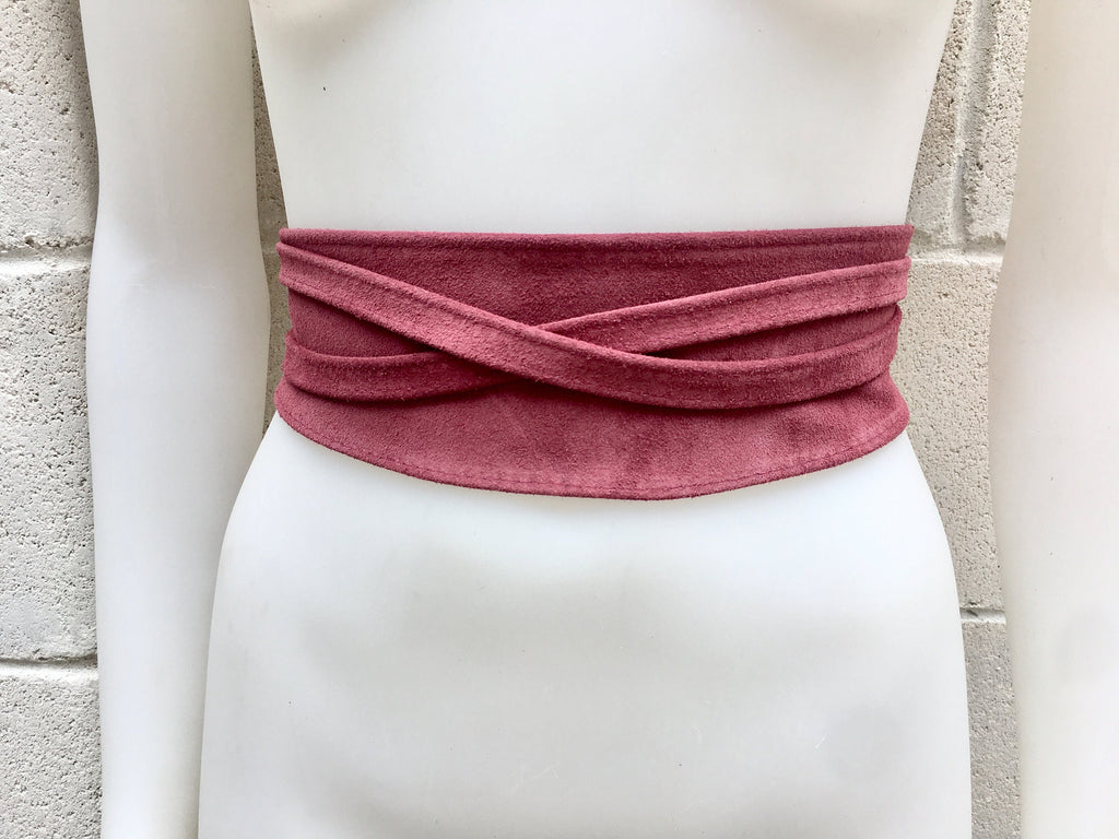 Raspberry pink wide suede belt. Wrap belt in soft suede, genuine leather, waist belt,orchid obi, boho belt, bohemian sash, boho, pink belt