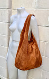 Slouch bag.Large TOTE leather bag in CAMEL brown with zipper.Genuine leather bag.Light tobacco color laptop bags. Large shopper leather bag.