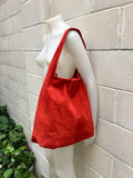 Slouch bag. Large TOTE leather bag in RED with ZIPPER. Soft natural suede leather bag. Leather shopper. Laptop or book bag. Red large bag