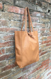 Tote leather bag in CAMEL brown. Leather shopper in saddle brown. Soft natural GENUINE leather . Large TAN brown bag for your laptop, books