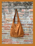 Slouch bag.Large TOTE leather bag in CAMEL brown with zipper.Genuine leather bag.Light tobacco color laptop bags. Large shopper leather bag.