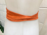 Wide obi belt in suede. Wrap belt in ORANGE. Genuine leather soft suede sash, orange suede wraparound belt, Ibiza boho chic WIDE belt