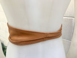 Obi belt in soft leather. Wrap belt in CAMEL BROWN. Waist belt in TOBACCO. Wraparound belt in brown genuine leather. Boho tan wide belt.