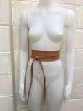 Obi belt in soft leather. Wrap belt in CAMEL BROWN. Waist belt in TOBACCO. Wraparound belt in brown genuine leather. Boho tan wide belt.