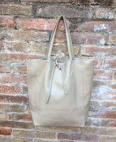 TOTE leather bag in beige. Soft GENUINE leather bag. Large beige leather SHOPPER. Laptop, tablet bag, leather carry all bag for books.