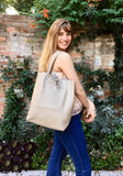 TOTE leather bag in creamy white. Soft GENUINE leather bag. Large light beige leather SHOPPER. Laptop, tablet bag, carry all bag for books