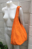 Slouch bag. Large tote leather bag in ORANGE with ZIPPER. Soft natural suede leather shopper bag. Boho orange carry all bag. Large hobo bag