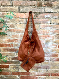 Slouch bag.Large TOTE leather bag in BROWN. Genuine leather bag. Tobacco laptop bags in suede. Large suede leather bag. BROWN suede bag.