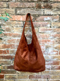 Slouch bag.Large TOTE leather bag in BROWN. Genuine leather bag. Tobacco laptop bags in suede. Large suede leather bag. BROWN suede bag.