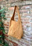 Slouch bag.Large TOTE leather bag in CAMEL brown with zipper.Genuine leather bag.Light tobacco color laptop bags. Large shopper leather bag.