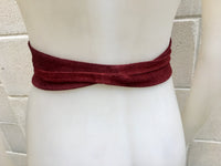 Dark RED suede OBI belt. Wrap belt in natural soft suede.BURGUNDY genuine leather waist cinch belt. Wine red sash, boho wraparound belt