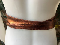 COPPER OBI belt in natural soft leather. Waist belt, wide leather belt, metallic copper leather wrap belt, boho wraparound belt, copper sash