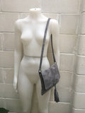 Dark gray crossbody /shoulder bag. BOHO suede leather bag. Soft genuine grey suede leather purse with flap and tassel.