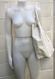 TOTE leather bag in creamy white. Soft GENUINE leather bag. Large light beige leather SHOPPER. Laptop, tablet bag, carry all bag for books