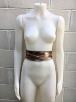 BRONZE OBI belt in natural soft leather. Waist belt,wide leather belt, metallic, wrap belt, boho sash, boho wraparound dark GOLD belt