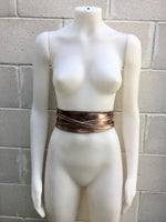 BRONZE OBI belt in natural soft leather. Waist belt,wide leather belt, metallic, wrap belt, boho sash, boho wraparound dark GOLD belt