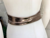 BRONZE OBI belt in natural soft leather. Waist belt,wide leather belt, metallic, wrap belt, boho sash, boho wraparound dark GOLD belt