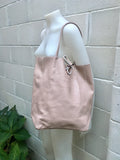 Tote leather bag in PINK with belt. Soft natural GENUINE leather bag + belt set. Large brown leather shopper. Computer, tablet or Laptop bag